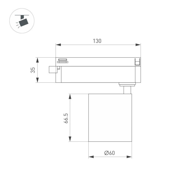 Трековый однофазный светильник Arlight LGD-DYKE-2TR-R60-8W Day4000 (WH, 38 deg, 230V) 052254