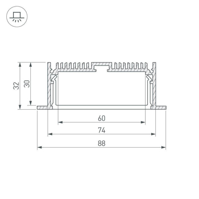 Профиль Arlight SL-LINIA88-F-2000 ANOD 019315 Профиль Arlight SL-LINIA88-F-2000 ANOD 019315