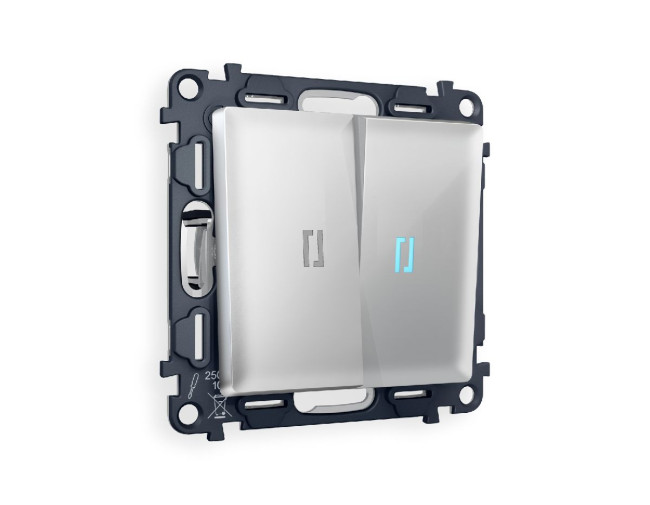 Комплект механизма 2-кл проходного выключателя с подсветкой Ambrella Volt Alfa MA404040