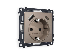 Комплект механизма розетки 2USB A+C 20W (быстрая зарядка) с/з Ambrella Volt Alfa MA640010