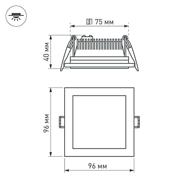 Встраиваемый светодиодный светильник Arlight LT-S96x96WH 6W Day White 014934 Встраиваемый светодиодный светильник Arlight LT-S96x96WH 6W Day White 014934