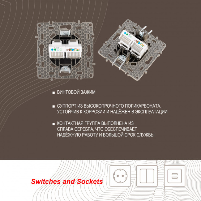 Розетка телефонная RJ11 + компьютерная RJ45 Arte Milano 217.44-1.shampan Розетка телефонная RJ11 + компьютерная RJ45 Arte Milano 217.44-1.shampan