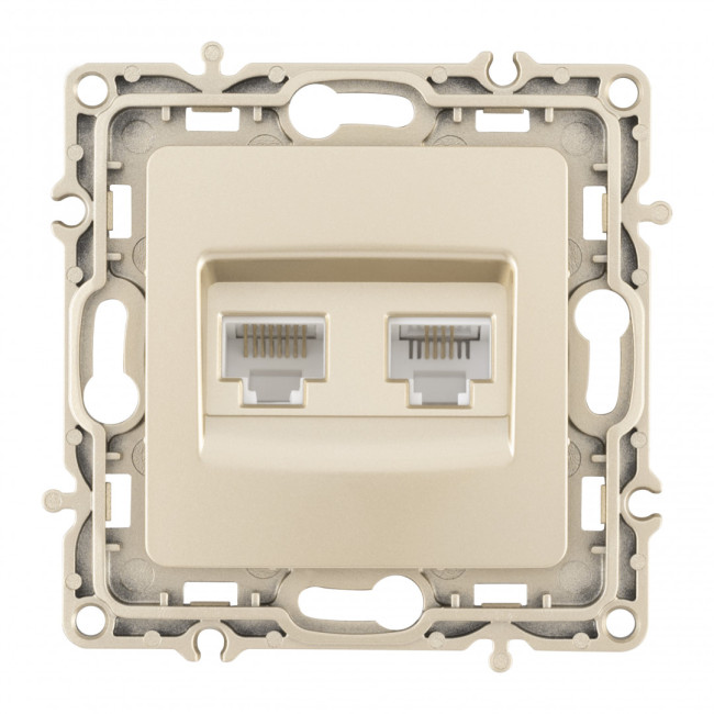 Розетка телефонная RJ11 + компьютерная RJ45 Arte Milano 217.44-1.shampan Розетка телефонная RJ11 + компьютерная RJ45 Arte Milano 217.44-1.shampan