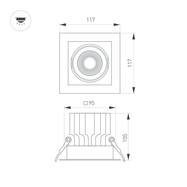 Встраиваемый карданный светильник Arlight MS-VORTEX-BUILT-S117x117-20W Warm3000 (WH-WH, 20 deg, 230V) (IP20 Металл) 057916 Встраиваемый карданный светильник Arlight MS-VORTEX-BUILT-S117x117-20W Warm3000 (WH-WH, 20 deg, 230V) (IP20 Металл) 057916