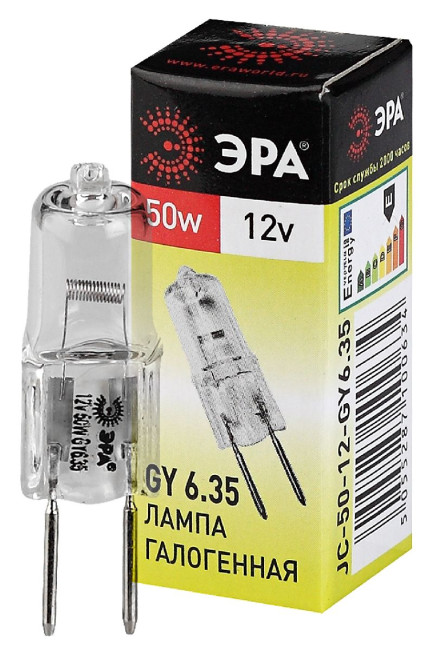 Лампа галогенная Эра GY6.35 50W 3000K GY6.35-JC-50W-12V C0027372 Лампа галогенная Эра GY6.35 50W 3000K GY6.35-JC-50W-12V C0027372