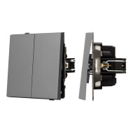 Механизм выключателя двухклавишный непроходной Arlight SWT-TENDO-MK02-PL-GR (230V, 10A) 054060
