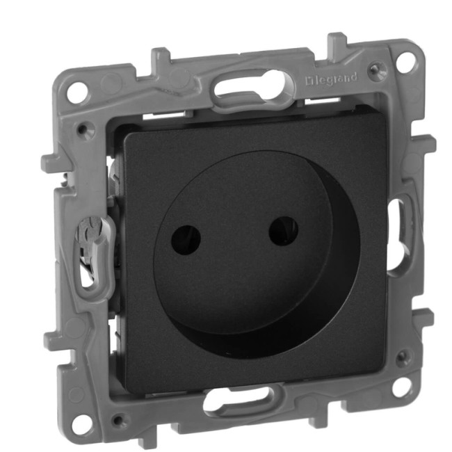 Розетка 2К Legrand Etika 16A 250V б/з со шторками винтовой зажим антрацит 672634 Розетка 2К Legrand Etika 16A 250V б/з со шторками винтовой зажим антрацит 672634