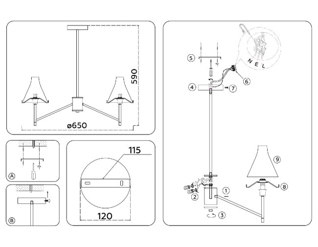 Люстра на штанге Ambrella Light High Light Modern LH57123 Люстра на штанге Ambrella Light High Light Modern LH57123
