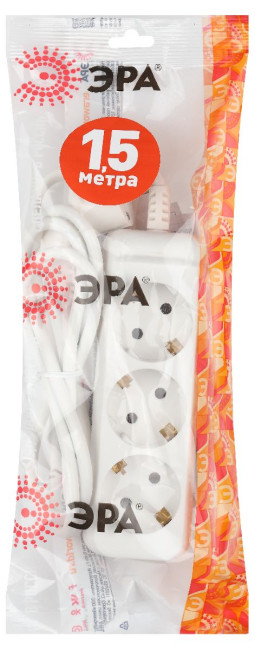 Удлинитель электрический Эра UX-3e-1,5m Б0038575 Удлинитель электрический Эра UX-3e-1,5m Б0038575