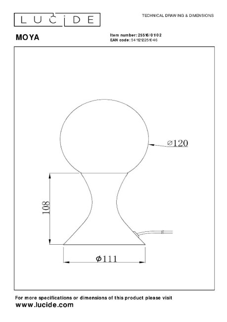 Настольная лампа Lucide Moya 25516/01/02 Настольная лампа Lucide Moya 25516/01/02