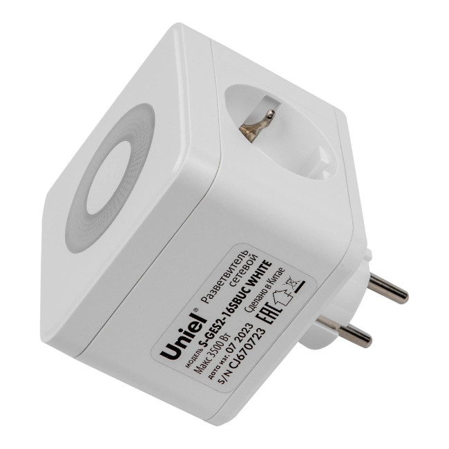 Разветвитель сетевой с выключателем Uniel S-GES2-16SBUC WHITE UL-00011245 Разветвитель сетевой с выключателем Uniel S-GES2-16SBUC WHITE UL-00011245
