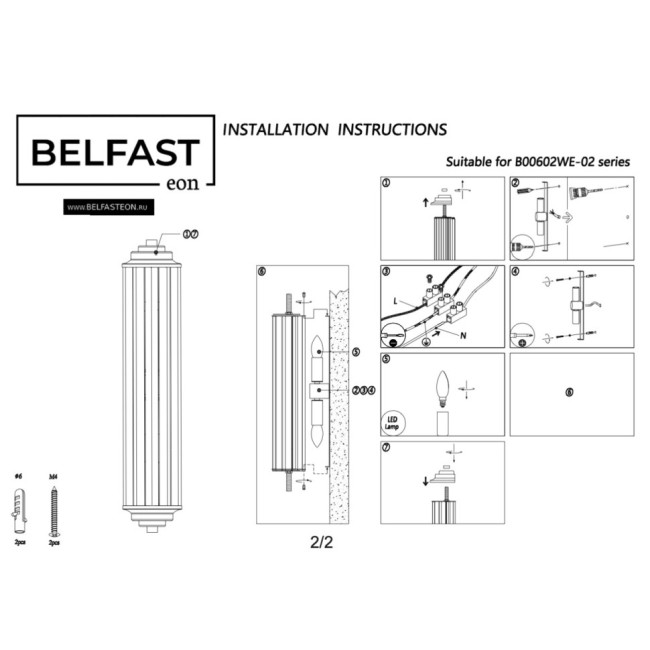 Настенный светильник Belfast Pennington 602W-2 CR Настенный светильник Belfast Pennington 602W-2 CR