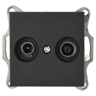 Розетка Jasmart TV-FM проходная с накладкой черный матовый (soft touch) G6205PB