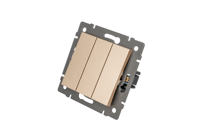 Механизм выключателя трехклавишный непроходной Arlight SWT-MK03-PL-GD-V (250V, 10A) 049899 Механизм выключателя трехклавишный непроходной Arlight SWT-MK03-PL-GD-V (250V, 10A) 049899