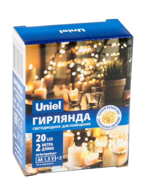 Светодиодная гирлянда Uniel Роса (UL-00007183) теплый белый ULD-S0200-020/SСB/2AA Warm White IP20 Dew Светодиодная гирлянда Uniel Роса (UL-00007183) теплый белый ULD-S0200-020/SСB/2AA Warm White IP20 Dew