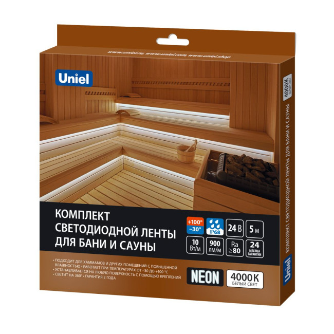 Комплект гибкого неона Uniel ULS-N40-2835-120LED/m-16mm-IP68-DC24V-10W/m-5M-4000K NEON SET01 UL-00012844