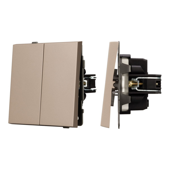 Механизм выключателя двухклавишный непроходной Arlight SWT-TENDO-MK02-PL-GD (230V, 10A) 054061 Механизм выключателя двухклавишный непроходной Arlight SWT-TENDO-MK02-PL-GD (230V, 10A) 054061