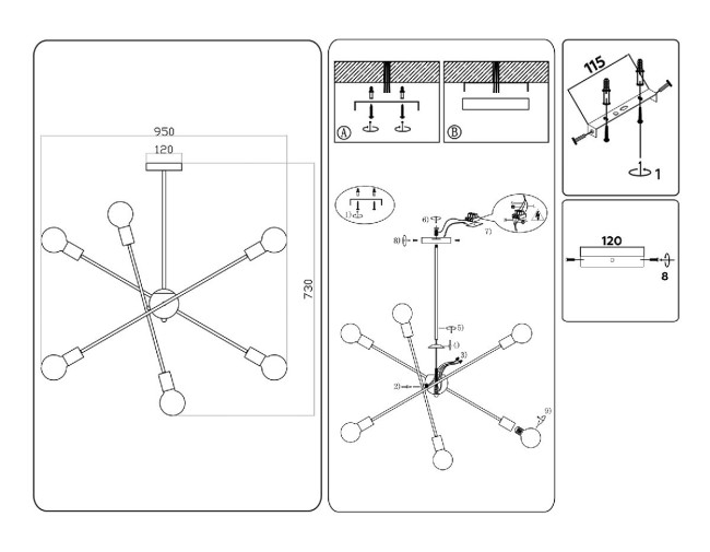 Люстра на штанге Ambrella Light Loft TR80432