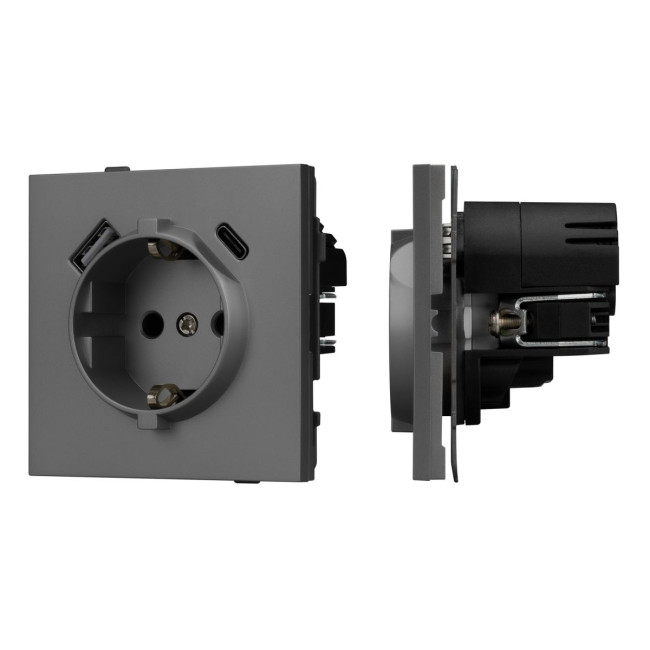 Механизм розетки с USB зарядкой Arlight SCT-TENDO-MUAC-SFPL-GR (230V, 16A) 054609 Механизм розетки с USB зарядкой Arlight SCT-TENDO-MUAC-SFPL-GR (230V, 16A) 054609