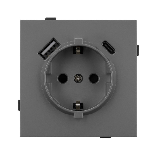 Механизм розетки с USB зарядкой Arlight SCT-TENDO-MUAC-SFPL-GR (230V, 16A) 054609 Механизм розетки с USB зарядкой Arlight SCT-TENDO-MUAC-SFPL-GR (230V, 16A) 054609