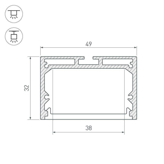 Профиль с экраном Arlight SL-LINE-4932-2500 ANOD+OPAL 020465