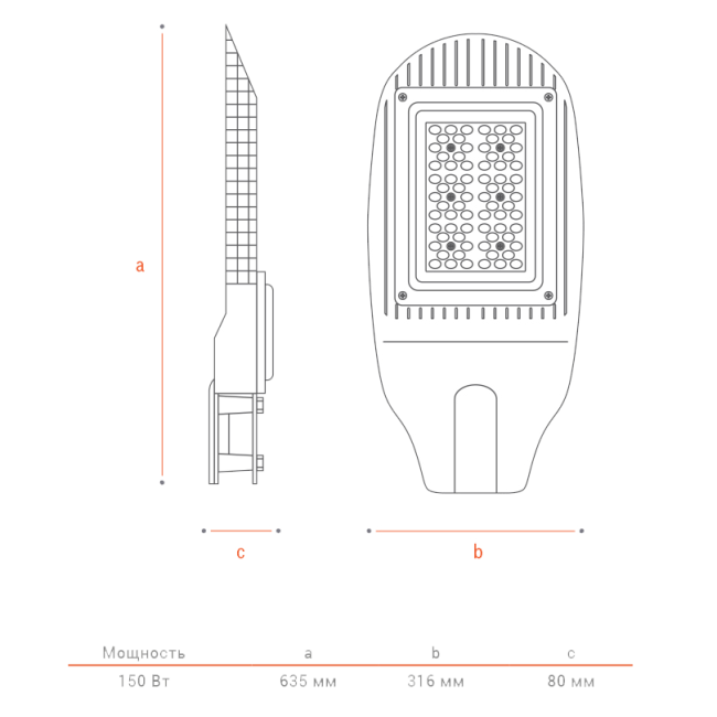 Консольный светильник Wolta ДКУ04-150-102-5К ШБ140х60