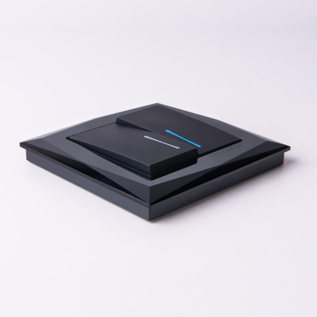 Выключатель двухклавишный проходной с подсветкой Werkel черный матовый W1122108 4690389156731 Выключатель двухклавишный проходной с подсветкой Werkel черный матовый W1122108 4690389156731