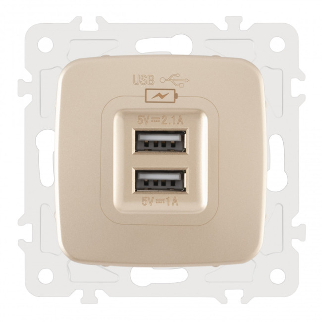 Розетка USB 2.1А+1А Arte Milano 205.46-1.shampan Розетка USB 2.1А+1А Arte Milano 205.46-1.shampan