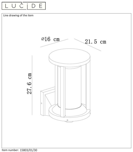 Уличный настенный светильник Lucide CADIX 15803/01/30 Уличный настенный светильник Lucide CADIX 15803/01/30