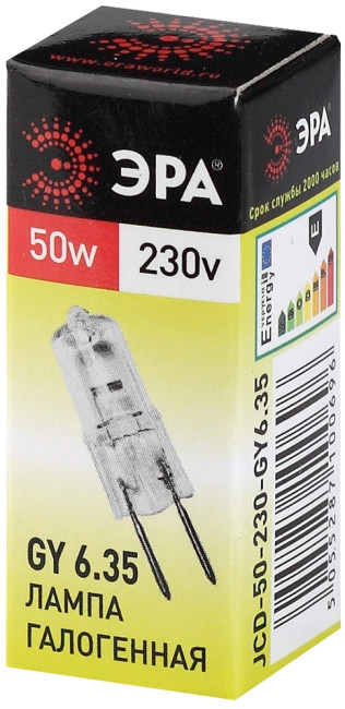 Лампа галогенная Эра GY6.35 50W 3000K GY6.35-JCD-50W-230V C0027374 Лампа галогенная Эра GY6.35 50W 3000K GY6.35-JCD-50W-230V C0027374