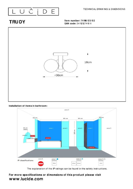 Потолочный светильник Lucide Trudy 74116/03/02 Потолочный светильник Lucide Trudy 74116/03/02