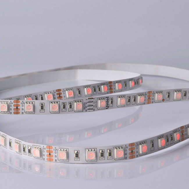 Светодиодная лента Uniel ULS-M25-5050-60LED/m-10mm-IP20-DC12V-14,4W/m-5M-RGB PROFI катушка в герметичной упаковке Светодиодная лента Uniel ULS-M25-5050-60LED/m-10mm-IP20-DC12V-14,4W/m-5M-RGB PROFI катушка в герметичной упаковке
