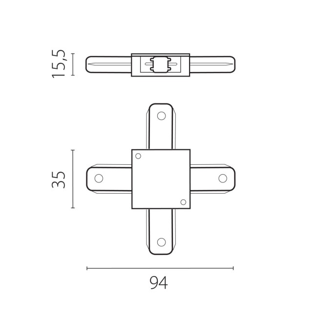Соединитель X-образный однофазный к 50202X-P, 50203X-P Barra Lightstar 502147-P Соединитель X-образный однофазный к 50202X-P, 50203X-P Barra Lightstar 502147-P