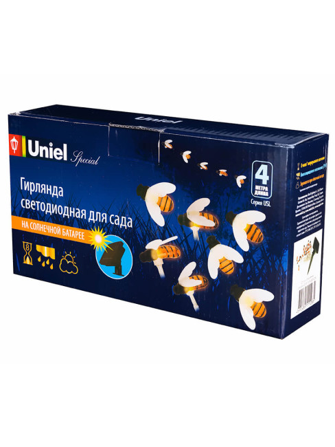 Гирлянда на солнечных батареях 380см разноцветная (UL-00004280) Uniel Пчелки USL-S-127/PT4000 Bees Гирлянда на солнечных батареях 380см разноцветная (UL-00004280) Uniel Пчелки USL-S-127/PT4000 Bees