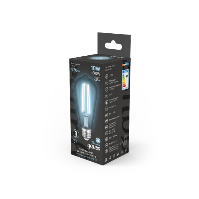 Лампа светодиодная Gauss Filament E27 10W 4100K 157802210 Лампа светодиодная Gauss Filament E27 10W 4100K 157802210