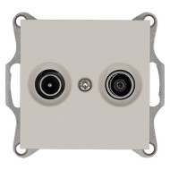 Розетка TV+FM Ф9.5mm проходная с накладкой, цвет Тауп Jasmart G6205T