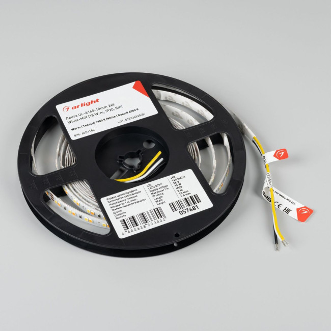 Светодиодная лента Arlight UL-A140-10mm 24V White-MIX (15 W/m, IP20, 5m) 057681 Светодиодная лента Arlight UL-A140-10mm 24V White-MIX (15 W/m, IP20, 5m) 057681