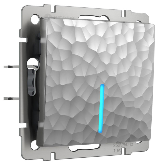 Выключатель Werkel Hammer одноклавишный проходной с подсветкой серебряный W1212106 4690389162114 Выключатель Werkel Hammer одноклавишный проходной с подсветкой серебряный W1212106 4690389162114