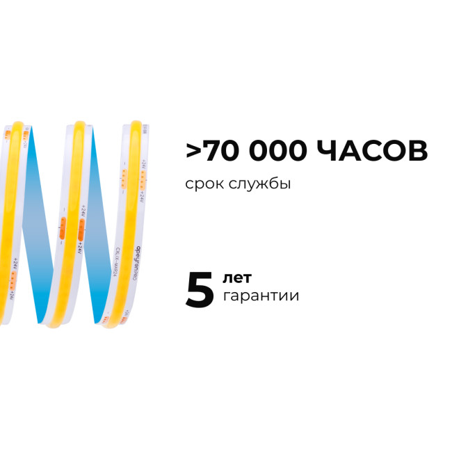 Светодиодная лента Apeyron 24В COB 12Вт/м 6500К 5м IP20 00-383 Светодиодная лента Apeyron 24В COB 12Вт/м 6500К 5м IP20 00-383