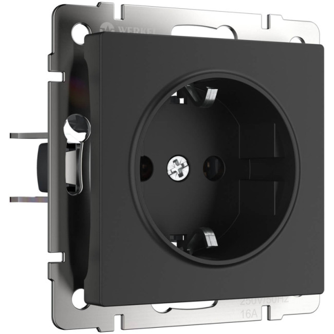 Розетка с заземлением, безвинтовой зажим Werkel черный матовый W1171308 4690389156908 Розетка с заземлением, безвинтовой зажим Werkel черный матовый W1171308 4690389156908