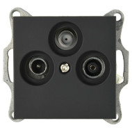 Розетка Jasmart TV-FM-SAT проходная W с накладкой черный матовый (soft touch) G6207PB