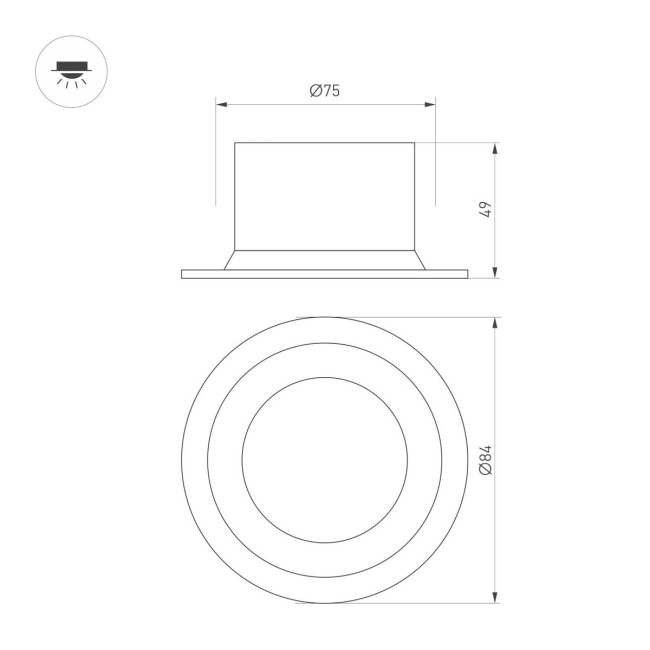 Встраиваемый светильник Arlight MS-DROP-BUILT-R84-8W Warm2700 054707