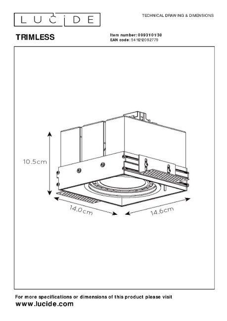 Встраиваемый светильник Lucide Trimless 09931/01/30 Встраиваемый светильник Lucide Trimless 09931/01/30