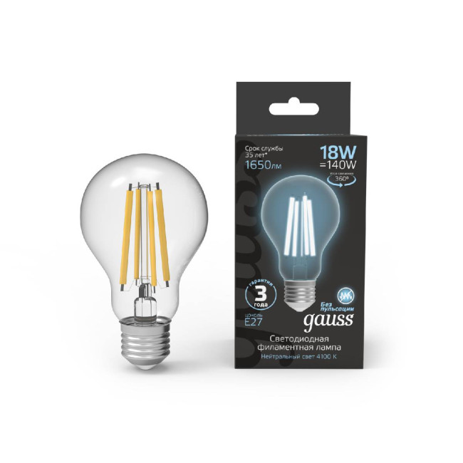 Лампа светодиодная Gauss Filament E27 18W 4100K 102902218 Лампа светодиодная Gauss Filament E27 18W 4100K 102902218