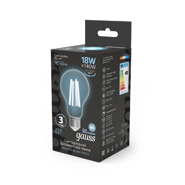 Лампа светодиодная Gauss Filament E27 18W 4100K 102902218 Лампа светодиодная Gauss Filament E27 18W 4100K 102902218