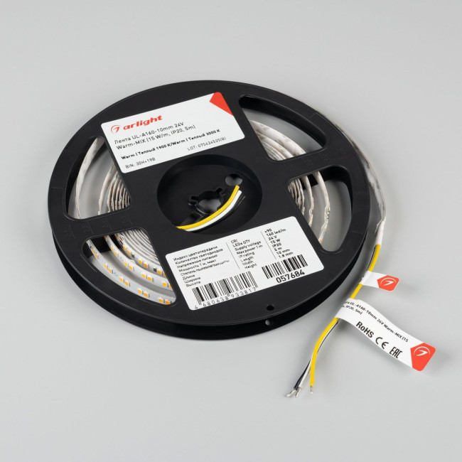 Светодиодная лента Arlight UL-A160-10mm 24V Warm-MIX (15 W/m, IP20, 5m) 057684 Светодиодная лента Arlight UL-A160-10mm 24V Warm-MIX (15 W/m, IP20, 5m) 057684