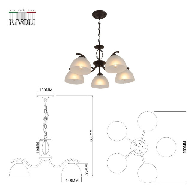 Подвесная люстра Rivoli Jackeline 9141-305 Б0054758 Подвесная люстра Rivoli Jackeline 9141-305 Б0054758