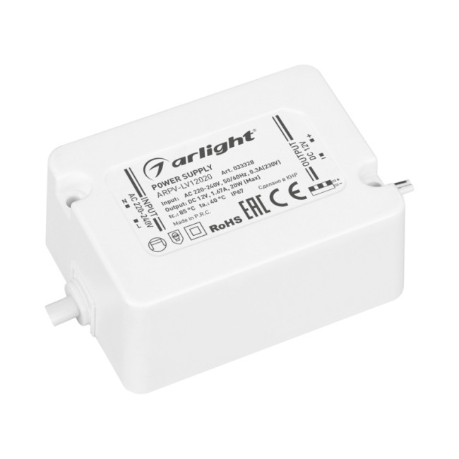 Блок питания Arlight ARPV-LV12020 (12V, 1.67A, 20W) 033328 Блок питания Arlight ARPV-LV12020 (12V, 1.67A, 20W) 033328