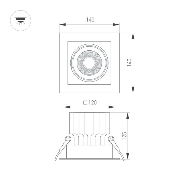 Встраиваемый карданный светильник Arlight MS-VORTEX-BUILT-S140x140-30W Warm3000 (WH-WH, 17 deg, 230V) (IP20 Металл) 057920 Встраиваемый карданный светильник Arlight MS-VORTEX-BUILT-S140x140-30W Warm3000 (WH-WH, 17 deg, 230V) (IP20 Металл) 057920