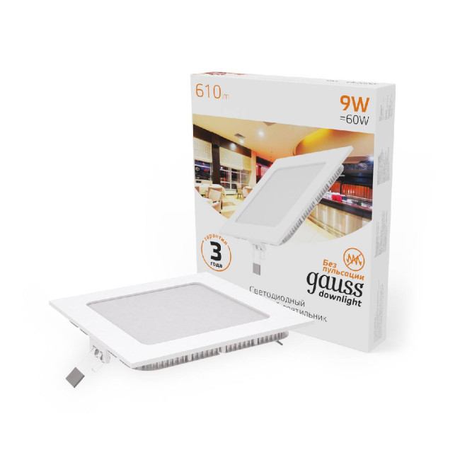 Встраиваемый светодиодный светильник Gauss 940111109 Встраиваемый светодиодный светильник Gauss 940111109